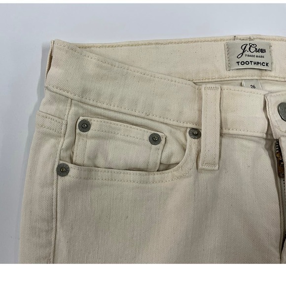 J. Crew Women’s Toothpick Jeans Pants Size 26 Cream/Ivory Color Summer 2017 - Picture 10 of 12